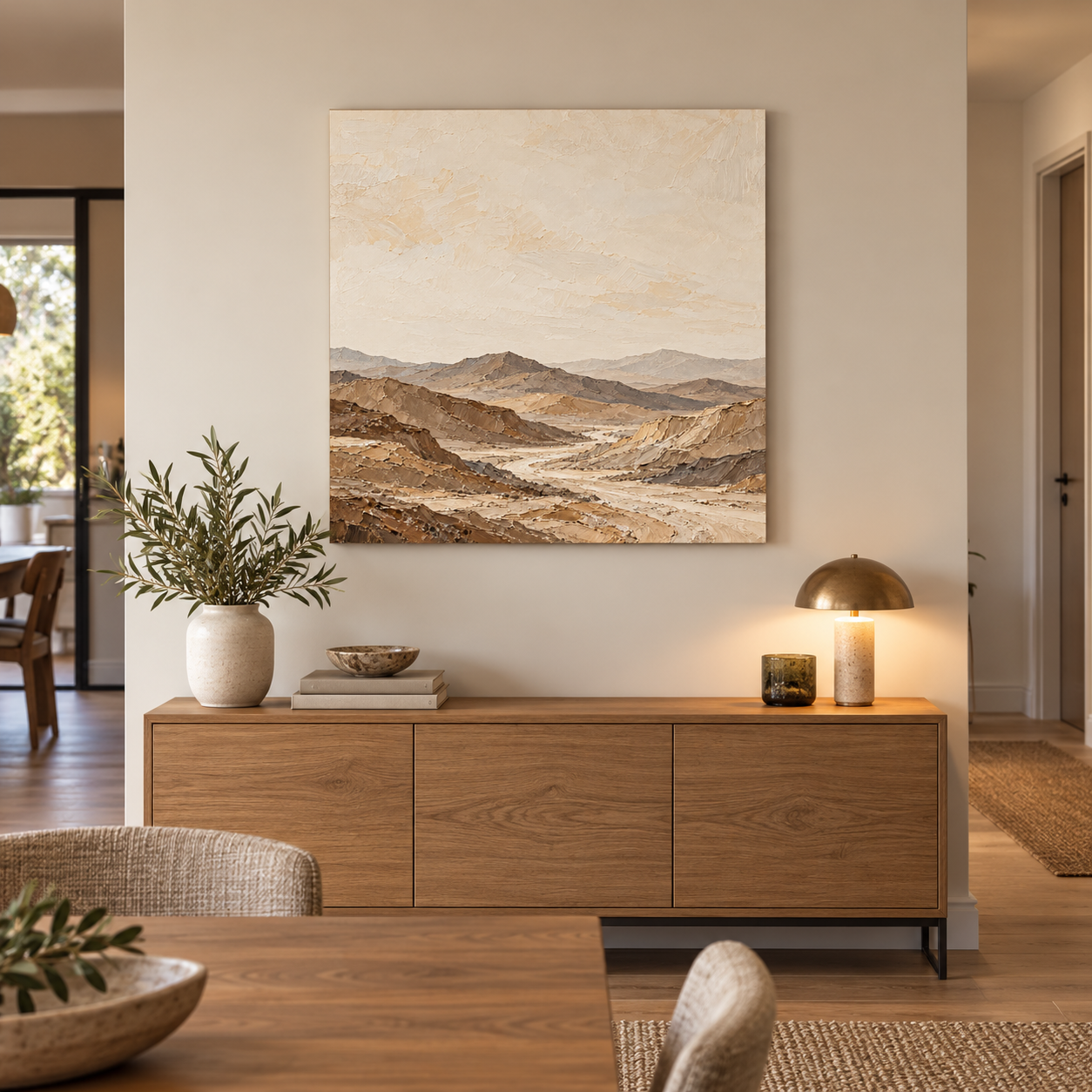 Earth Ridge Passage 60 x 60 cm canvas in a European interior