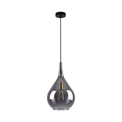 Handmade Luxury Pendant Lamp Gota in Black Smoke Glass
