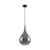 Handgemaakte luxe hanglamp Gota in zwart rookglas