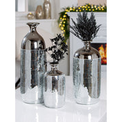 Silver rhythm ceramic vase