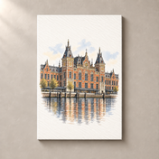 Amsterdam Centraal by the Water – canvas standalone mockup on beige wall