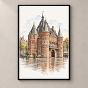 De Waag in Quiet Watercolour – poster standalone mockup on beige wall