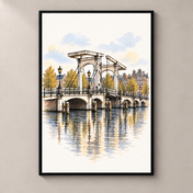 Magere Brug over the Amstel – poster standalone mockup on beige wall
