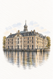 National Maritime Museum Amsterdam, Amsterdam vertical ink and watercolour artwork
