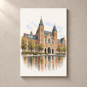 Rijksmuseum in Watercolour – canvas standalone mockup on beige wall