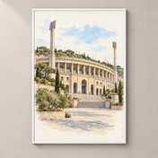 Montjuic Olympic Stadium – poster standalone mockup on beige wall