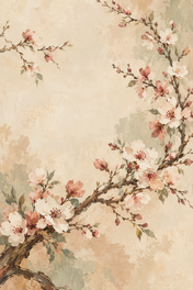 Blossom Reverie, warm ivory and muted rose botanical artwork, edition 1/1