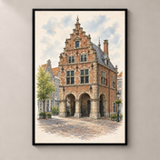 De Waag in Delft – poster standalone mockup on beige wall