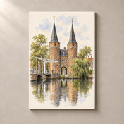 Delft Oostpoort by the Canal – canvas standalone mockup on beige wall