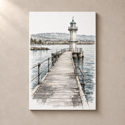 Geneva bains-des-paquis canvas standalone mockup on beige wall