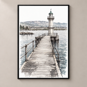 Geneva bains-des-paquis poster standalone mockup on beige wall