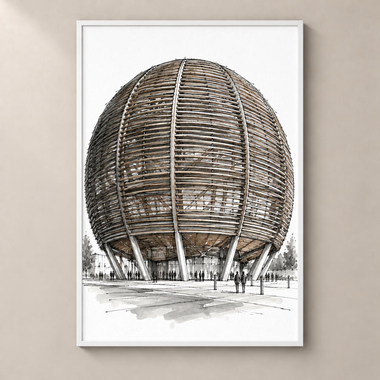 Geneva cern-globe poster standalone mockup on beige wall