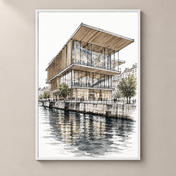 Geneva cite-du-temps poster standalone mockup on beige wall