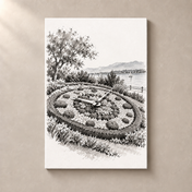 Geneva flower-clock canvas standalone mockup on beige wall