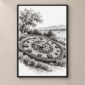 Geneva flower-clock poster standalone mockup on beige wall
