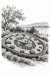 Geneva Flower Clock, Geneva vertical ink artwork