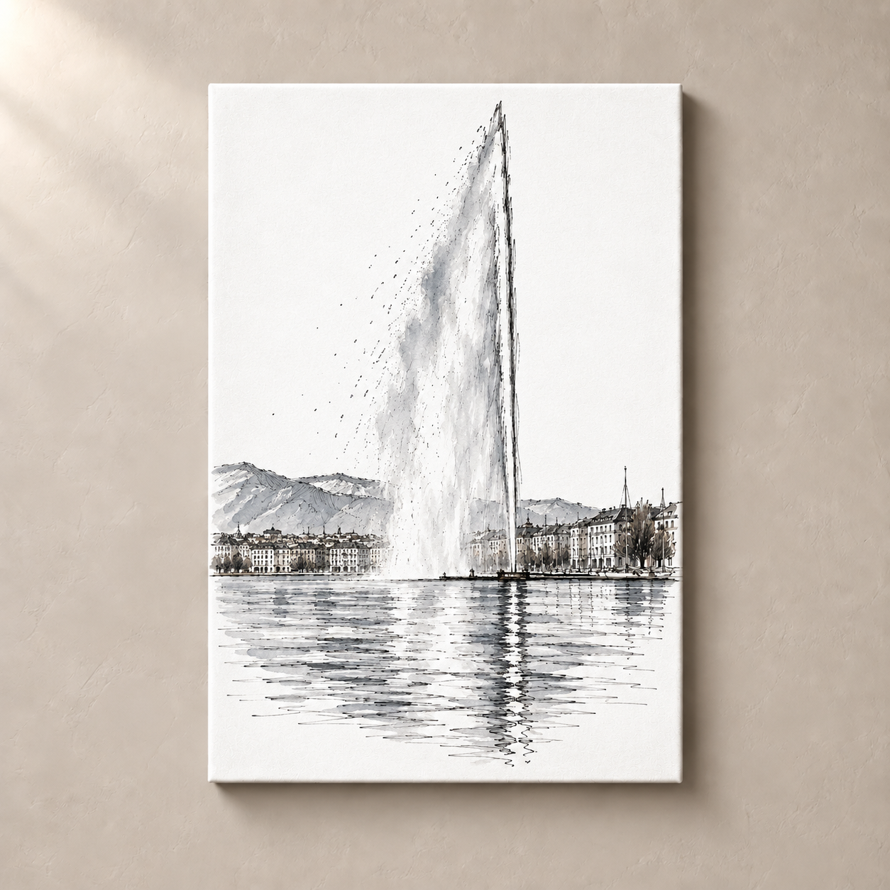 Geneva jet-deau canvas standalone mockup on beige wall