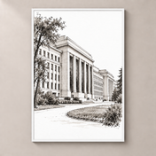 Geneva palais-des-nations poster standalone mockup on beige wall