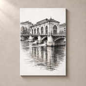 Geneva pont-de-la-machine canvas standalone mockup on beige wall