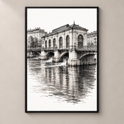 Geneva pont-de-la-machine poster standalone mockup on beige wall