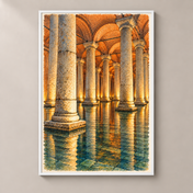 Ancient Columns in the Basilica Cistern – poster standalone mockup on beige wall