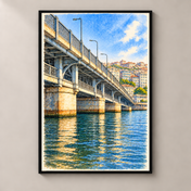 Galata Bridge over the Golden Horn – poster standalone mockup on beige wall