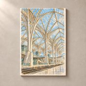 Glass Arches of Gare do Oriente – canvas standalone mockup on beige wall