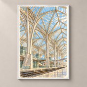 Glass Arches of Gare do Oriente – poster standalone mockup on beige wall