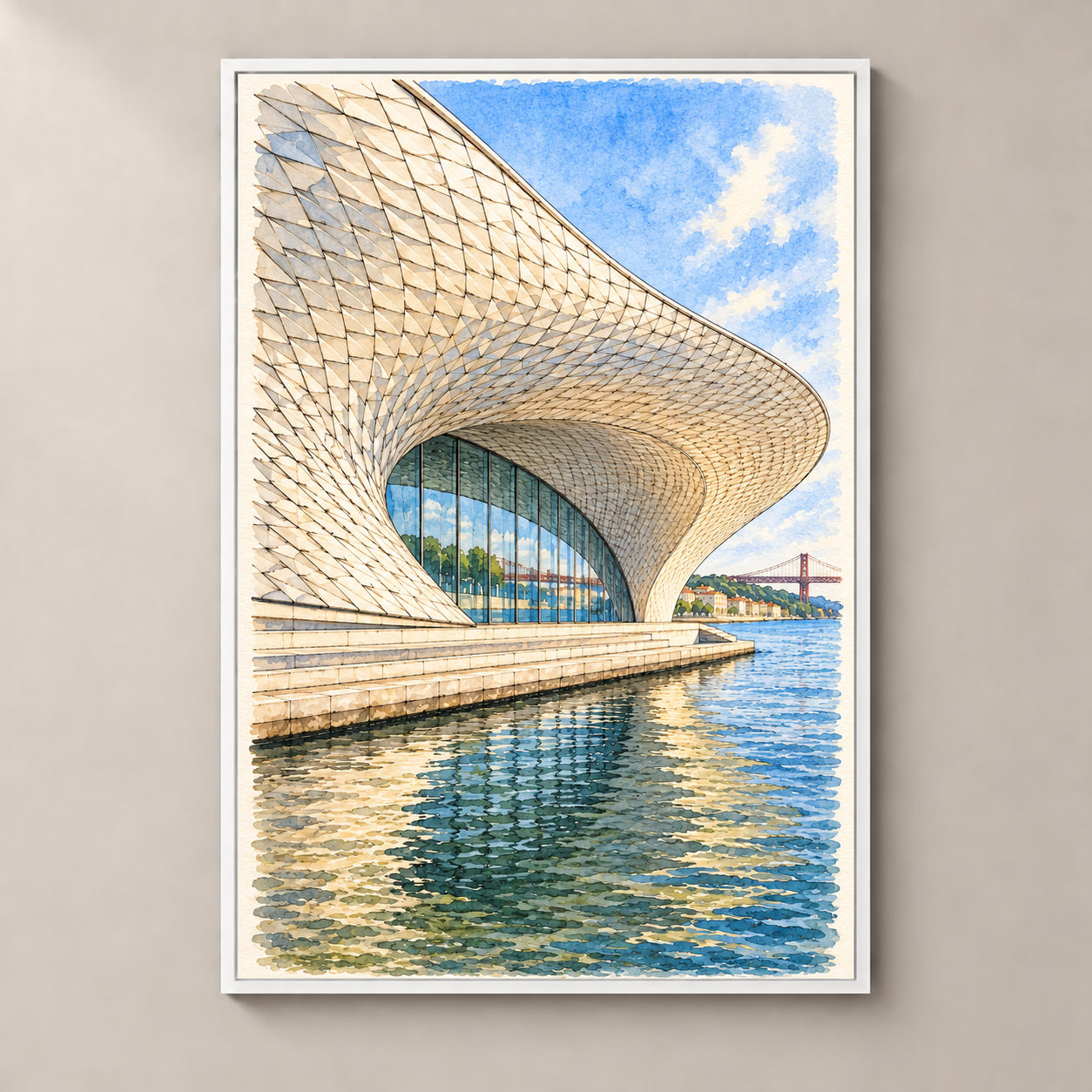 MAAT by the Tagus – poster standalone mockup on beige wall
