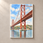 Ponte 25 de Abril over the Tagus – canvas standalone mockup on beige wall
