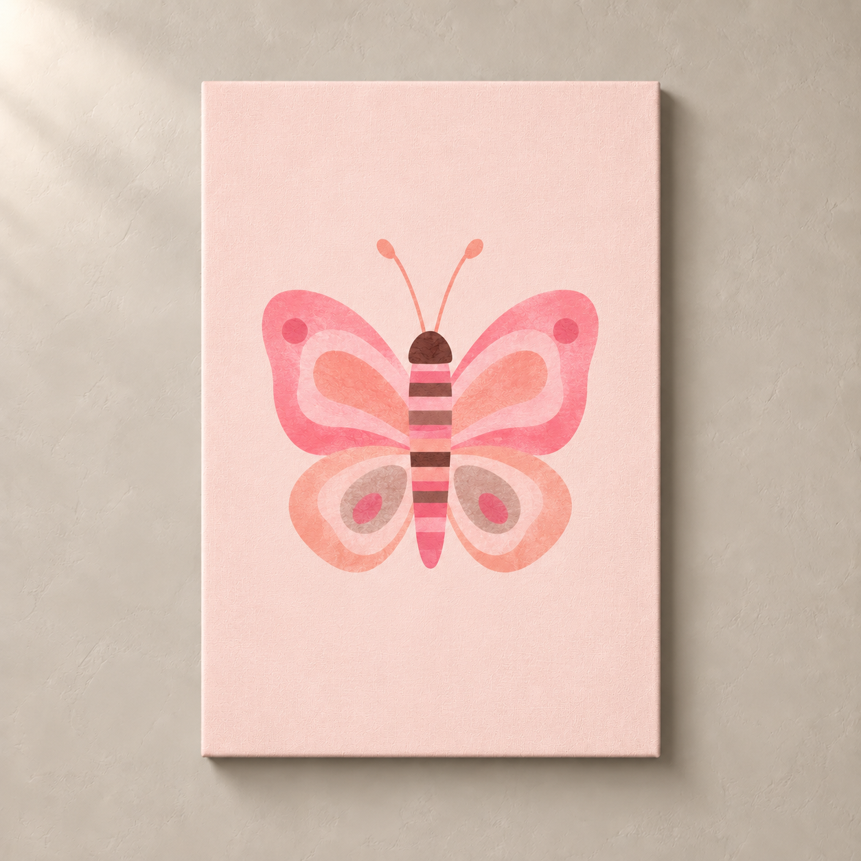 Little Butterfly in Blush and Taupe frameless canvas standalone mockup