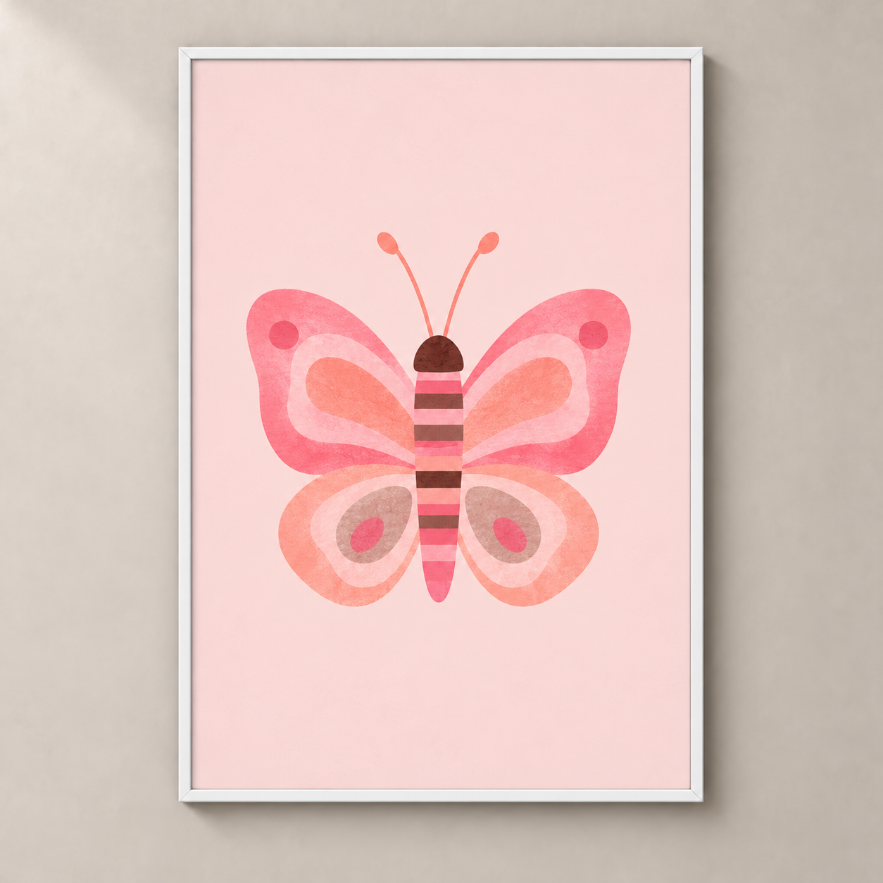 Little Butterfly in Blush and Taupe poster standalone mockup