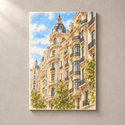 Gran Via in Warm Afternoon Light – canvas standalone mockup on beige wall