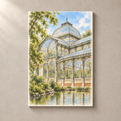 Palacio de Cristal in Retiro – canvas standalone mockup on beige wall