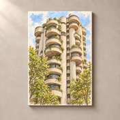 Torres Blancas in Soft Watercolour – canvas standalone mockup on beige wall