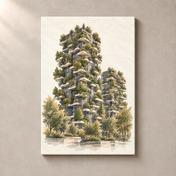 Bosco Verticale in Watercolour canvas standalone mockup