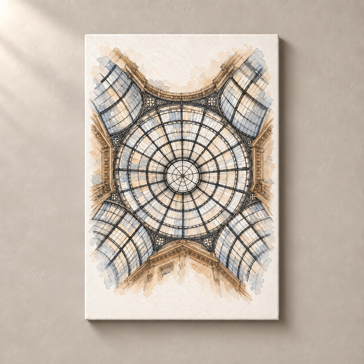 Galleria Vittorio Emanuele II in Watercolour canvas standalone mockup