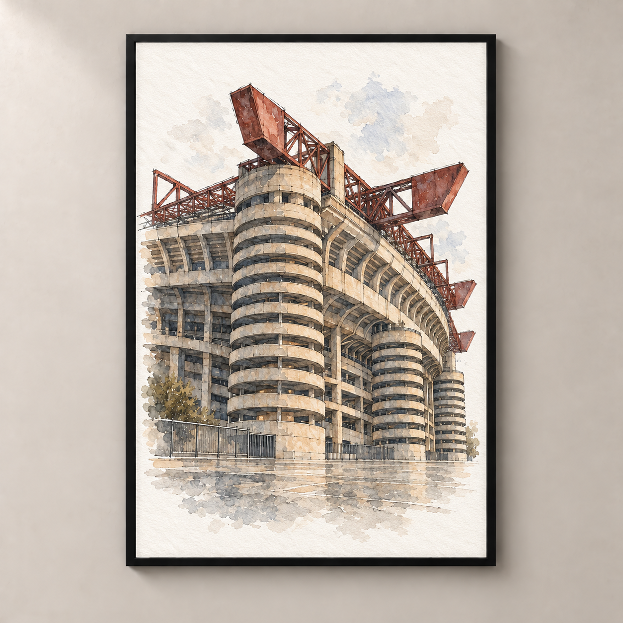 San Siro Stadium in Watercolour poster standalone mockup