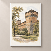Sforza Castle in Watercolour poster standalone mockup
