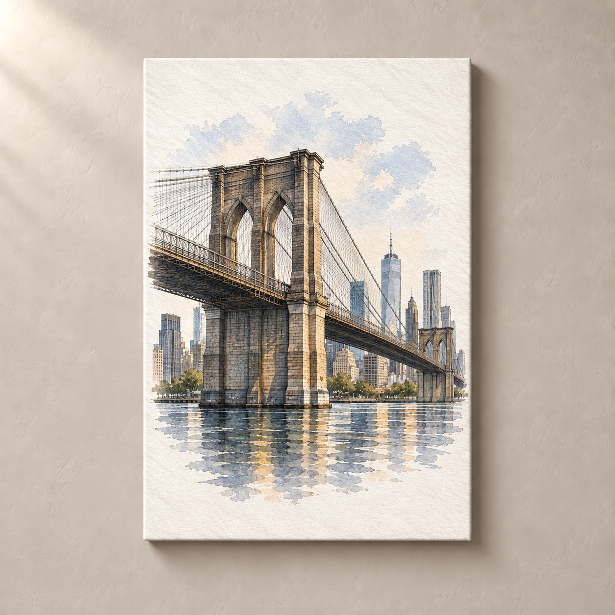 Brooklyn Bridge over the East River canvas standalone mockup