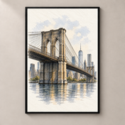 Brooklyn Bridge over the East River poster standalone mockup