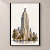 Empire State Building in Watercolour poster standalone mockup