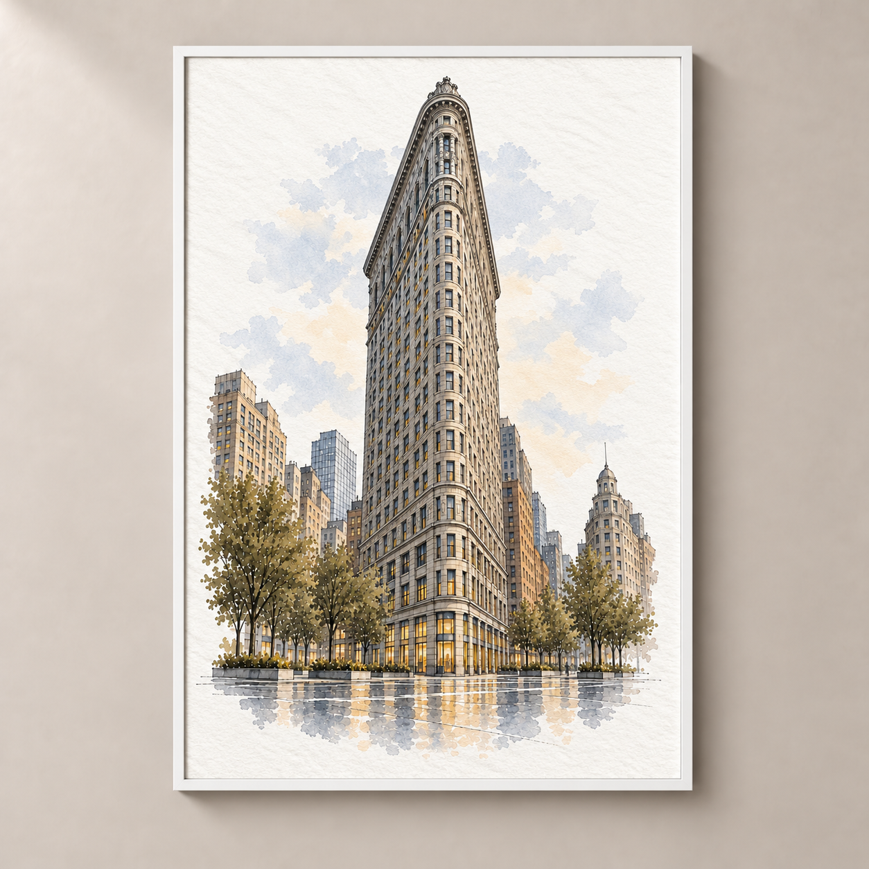 Flatiron Building in Watercolour poster standalone mockup