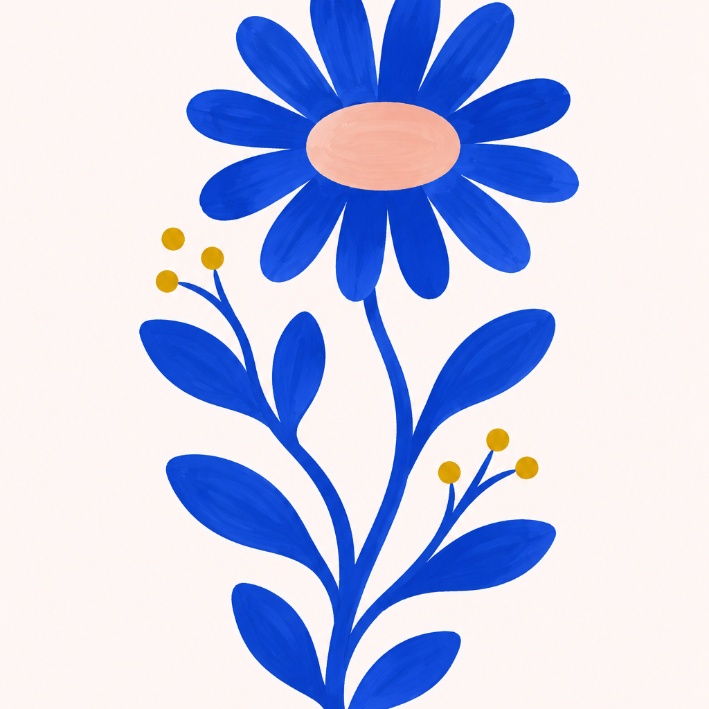 Blue Daisy Days, vertical nursery artwork