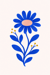Blue Daisy Days, vertical nursery artwork