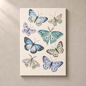 Butterfly Meadow in Blue and Sage canvas standalone mockup