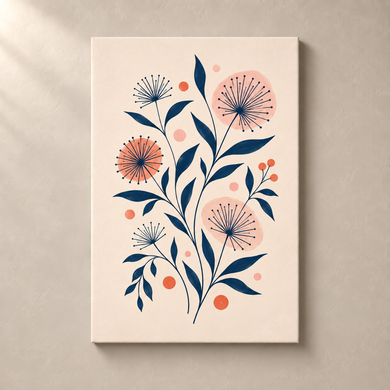 Coral Meadow Blooms canvas standalone mockup