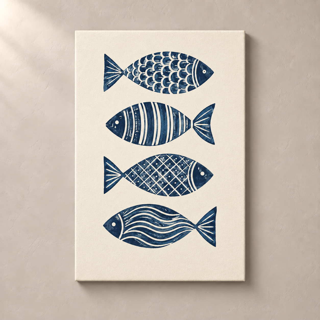 Indigo Fish Quartet canvas standalone mockup