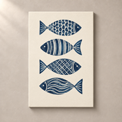 Indigo Fish Quartet canvas standalone mockup