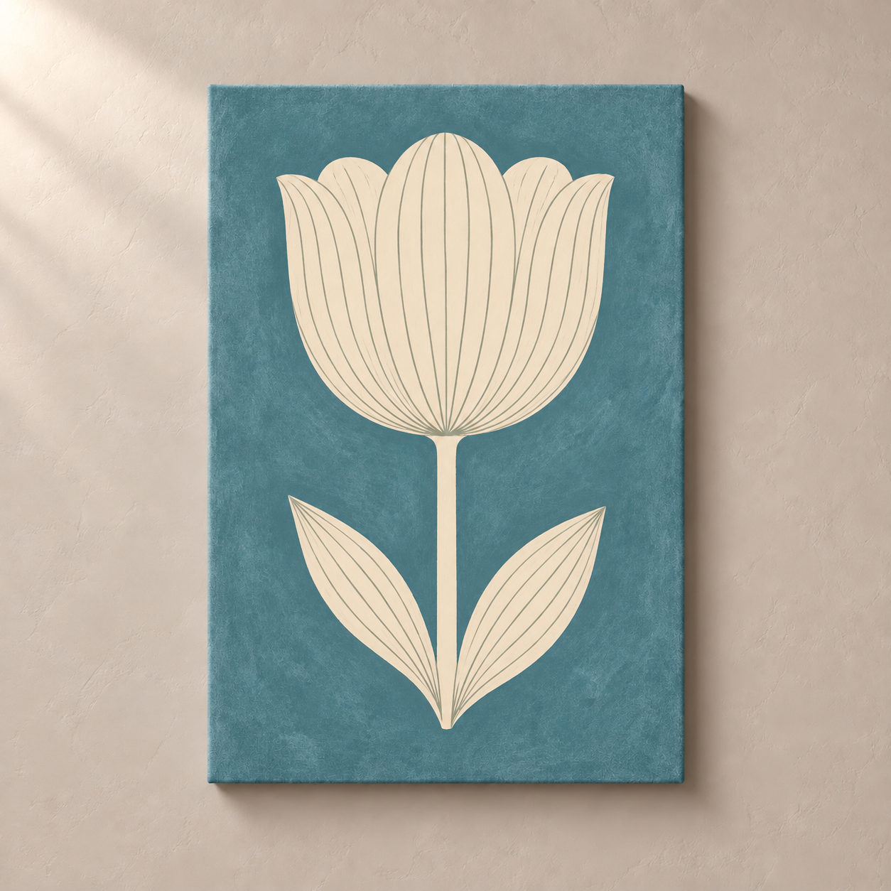 Ivory Tulip on Teal canvas standalone mockup